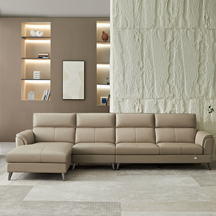 全友家居家具门店同款 22773A 进口头层牛皮转角直排一字型皮沙发