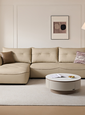 全友家居门店同款东方风 22905 头层牛皮真皮L型转交带妃位皮沙发