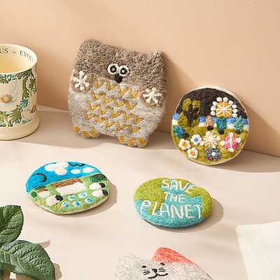 手工羊毛毡杯垫防烫隔热垫