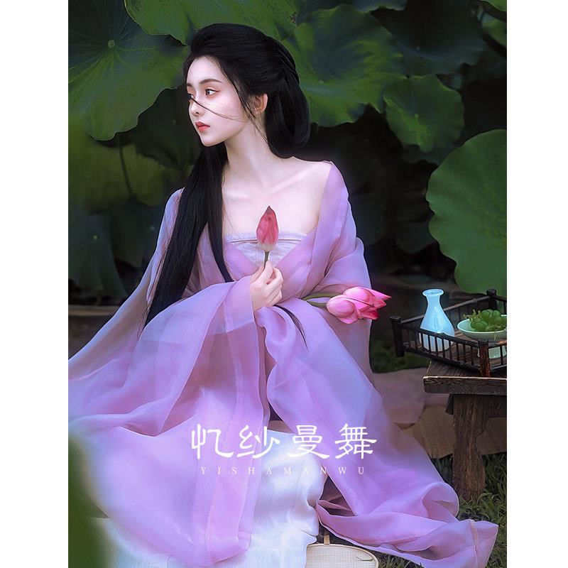 新中式紫色汉服女款2026新款夏季改良古风仙气成人宋制古装日常款图片