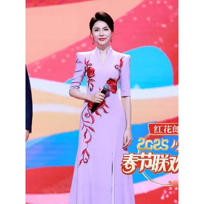 高端晚礼服女气质轻奢小众主持人宴会声乐艺考显瘦民歌独唱演出服