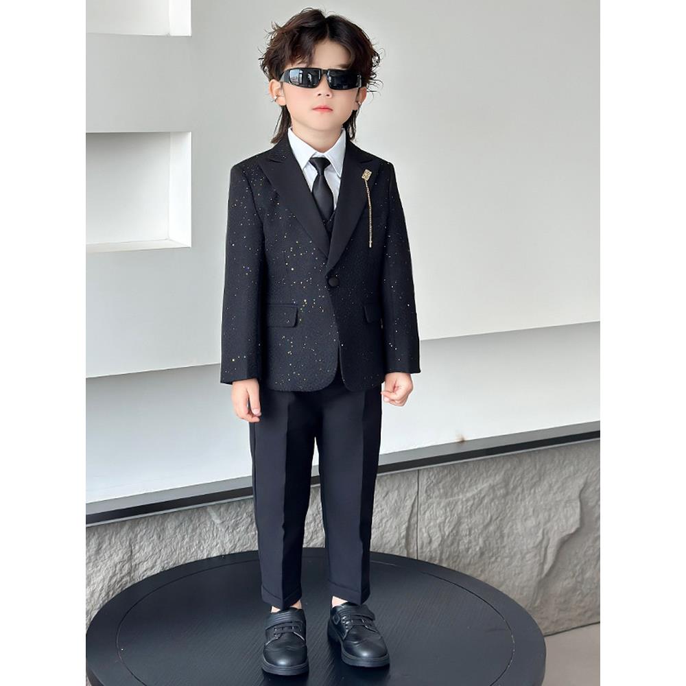 高端儿童西装男童英伦西服男孩生日花童婚礼服钢琴主持人演出服装