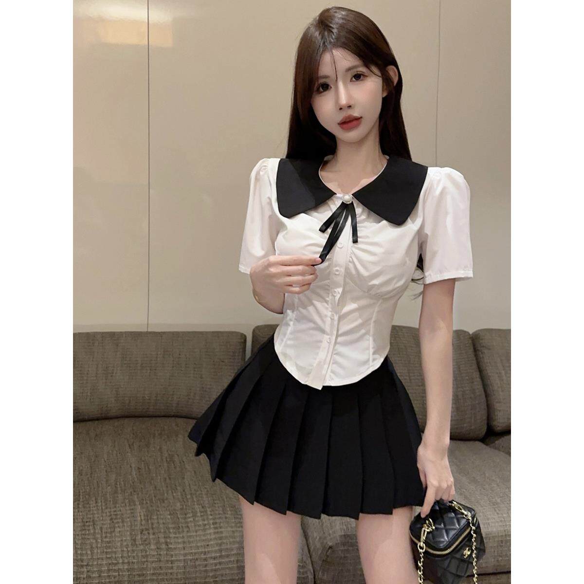 足部按摩足浴技师工作服新型女士减龄优雅衬衫百褶裙工作服Jk制服