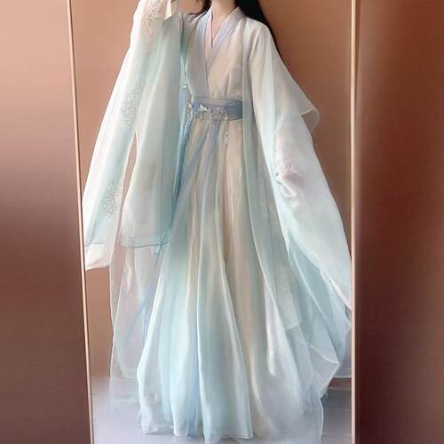 魏晋风汉服女交领齐腰大袖超仙气飘逸绝美清冷感古风古装2026新款