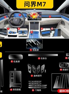 24款适用于华为问界M7内饰pro屏幕钢化膜中控贴膜车内装饰品配件.