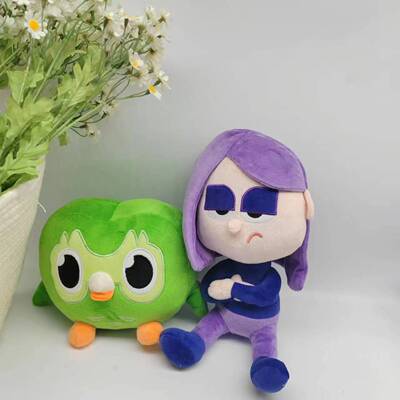 多邻国绿色猫头鹰毛绒公仔