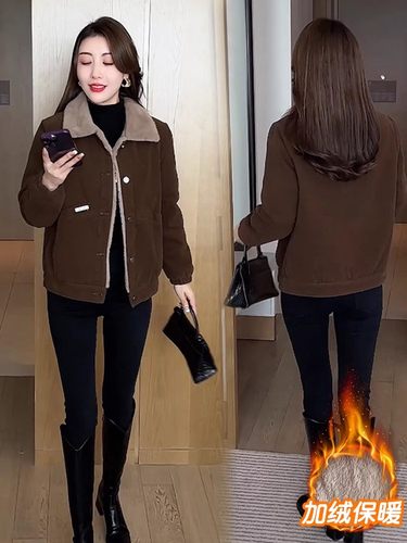 加绒加厚派克服女2024冬季新款时尚棉服中年妈妈棉袄小个子短外套