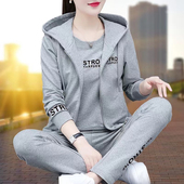 中年妈妈休闲 纯棉卫衣女装 运动服套装 女卫衣三件套春秋2024新款