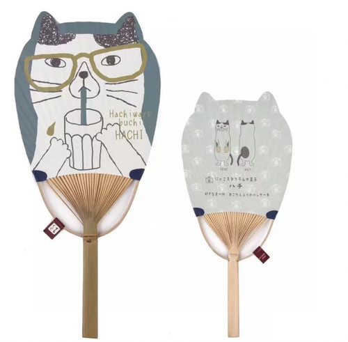 微瑕 和风双面图案纸扇子 团扇竹扇