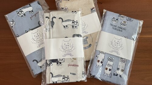 猫咪图案纯棉双层纱布毛巾35*90cm