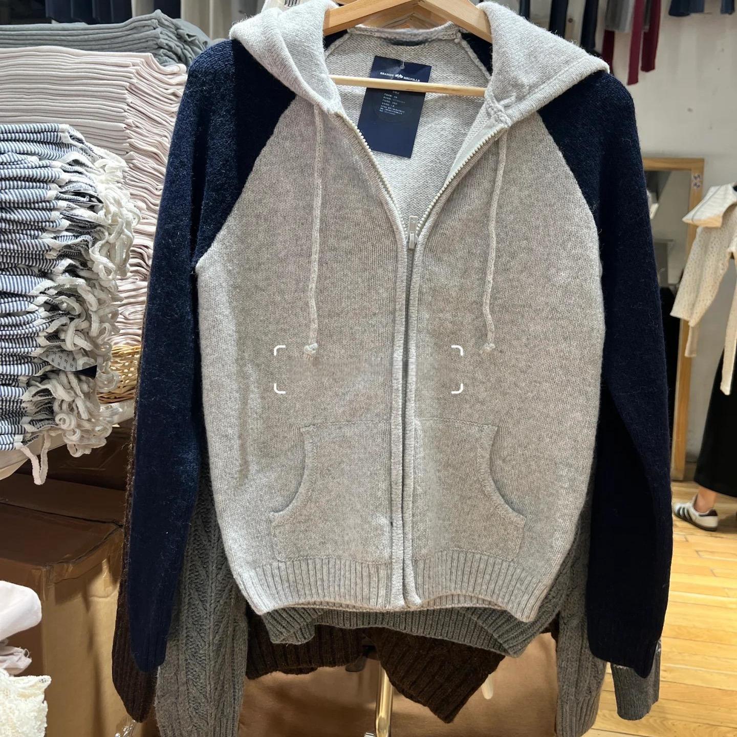 BM灰色长袖针织开衫秋季新款