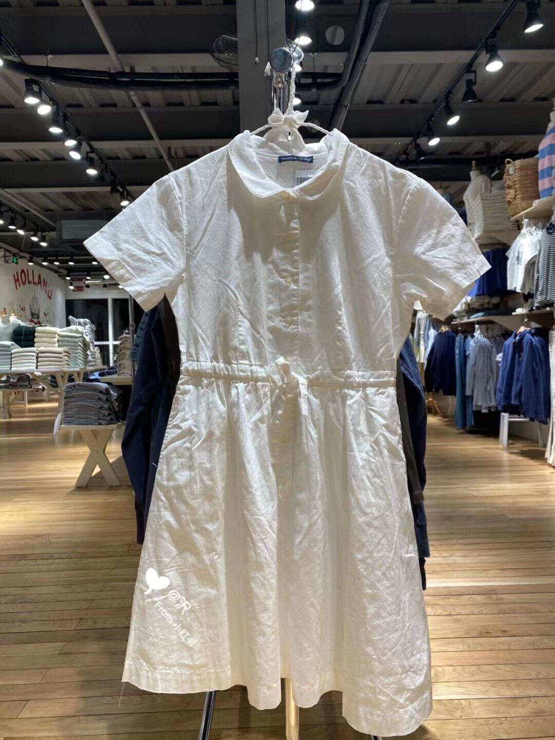 brandy girl官网春夏bm白色甜美初恋翻领衬衫连衣裙女小个子