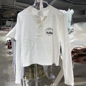 Girl 新款 三粒扣马车图案印花套头bm修身 BraBrandy 防晒长袖 T恤女