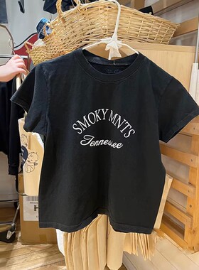Brandy BM夏季新款美式黑色字母印花短袖T恤bm纯棉正肩百搭上衣女