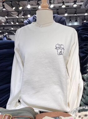 Brandy Girl秋冬季新款纯棉圆领白色小天使刺绣卫衣女bm套头绒衫