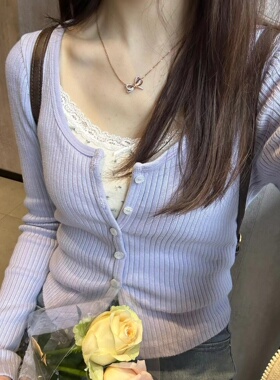 Brandy Girl BM叠穿针织衫女2024新款设计感小众毛衣外套开衫外搭