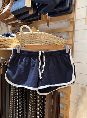 Brandy girl 新款美式休闲系带松紧腰运动裤bm短裤女包边辣妹热裤