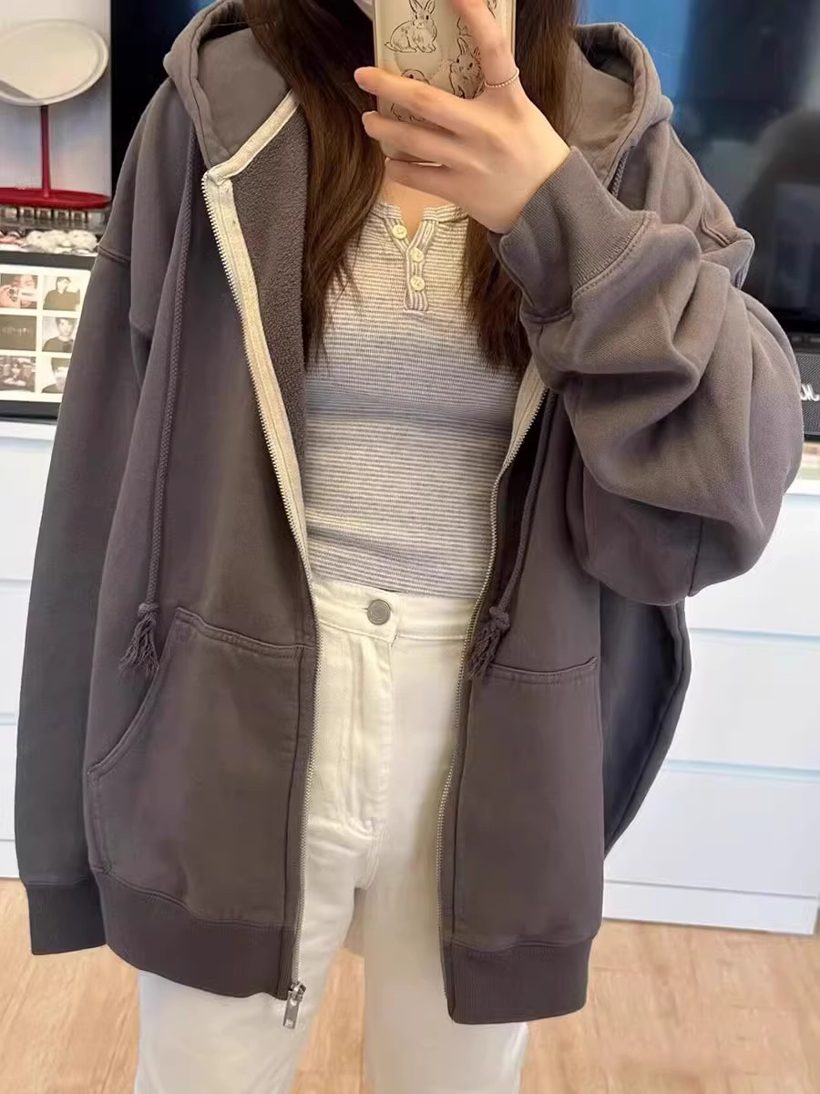 美式复古宽松慵懒风开衫