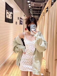 Brandy Girl新美式小清新bm碎花吊带裙修身包臀连衣裙气质中长裙