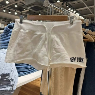 Brandy BM新款抽绳NEWYORK字母刺绣纯棉短裤女bm显瘦百搭运动热裤