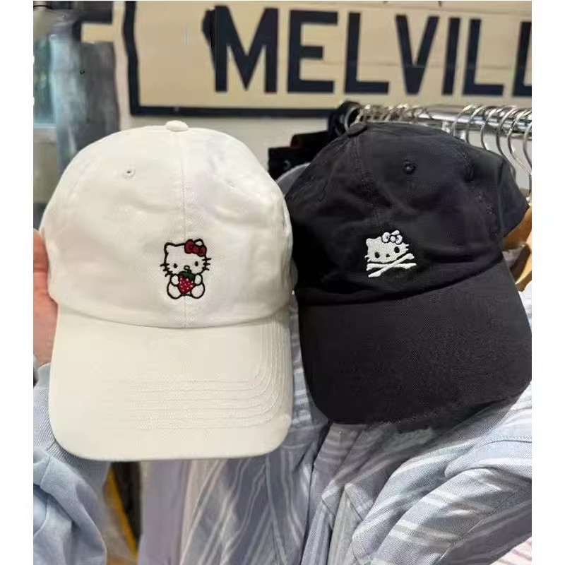 BM官网美式纯色kitty猫咪刺绣棒球帽百搭帽子鸭舌帽女遮阳帽