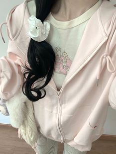 连帽卫衣外套女初秋新款 bm粉色甜妹美式 慵懒上衣女 girl Brandy