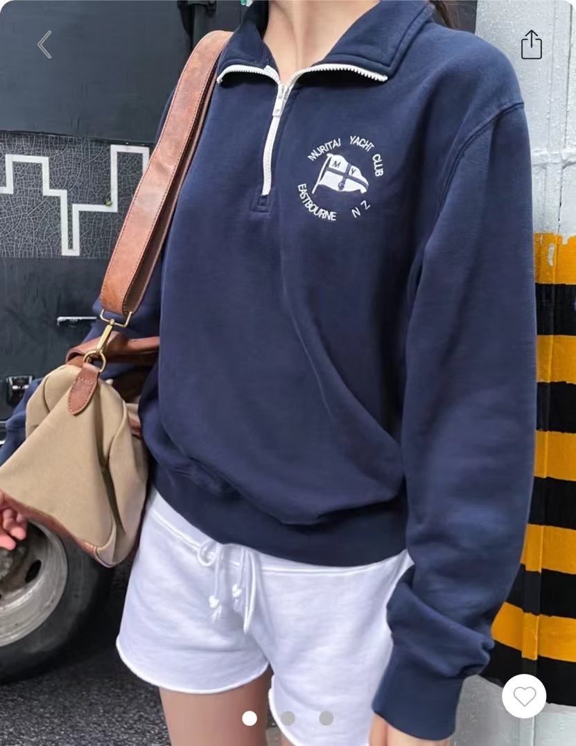 Brandy girl bm秋冬新款半拉链套头卫衣美式学院风旗子刺绣上衣女,女装/女士精品,卫衣/绒衫,淘宝优惠券,粉丝福利购,淘宝优惠卷