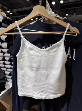 Brandy girl BM白色V领双蝴蝶结纯棉吊带bm夏季新款花边背心上衣