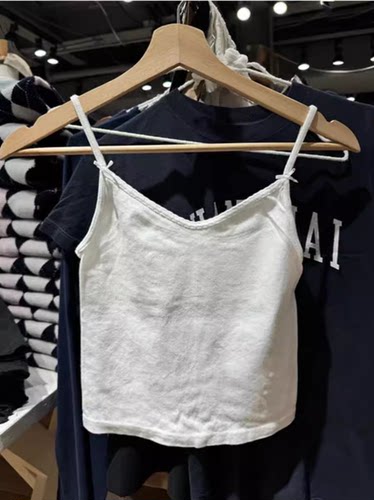 白色双蝴蝶结吊带V领纯棉