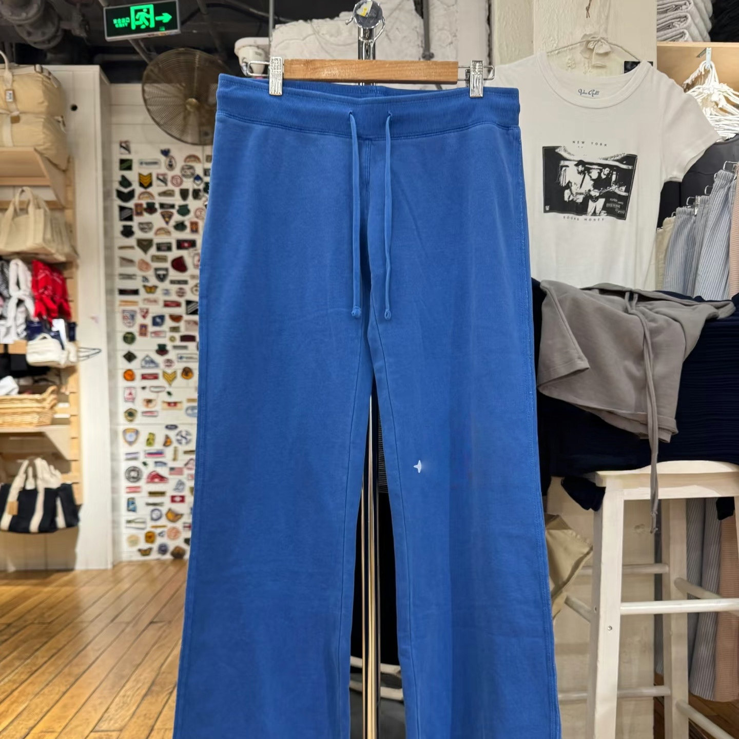 Brandy BM美式宝蓝色灰色抽绳休闲裤女bm宽松直筒阔腿裤长裤