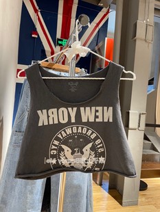 露脐吊带背心女 bm风老鹰字母印花高腰短款 Brandy Girl明星同款