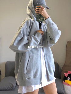 宽松连帽卫衣女春秋开衫 bm灰色徐璐同款 外套上衣 Girl Brandy