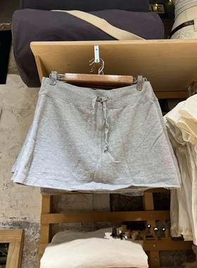 Brandy BM甜辣风抽绳运动灰色短裙2023新款少女高腰包臀A字半身裙