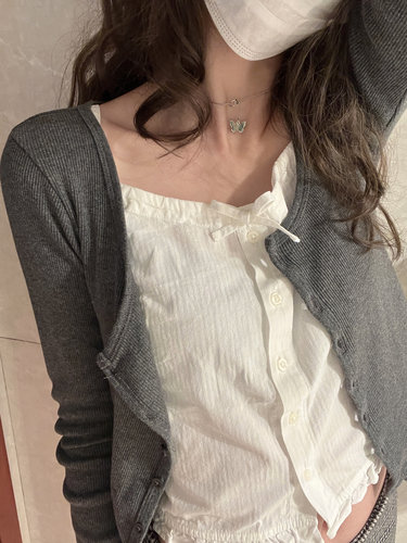 单排扣开衫长袖打底上衣