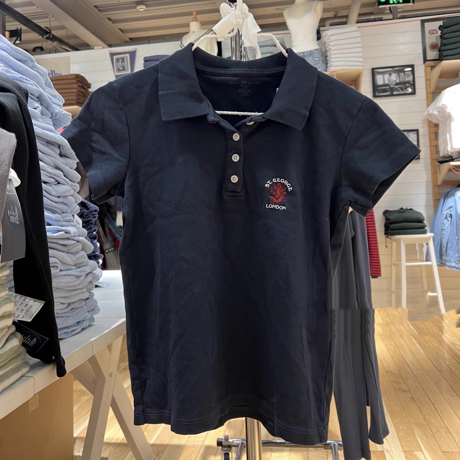 龙刺绣polo领纯棉短袖