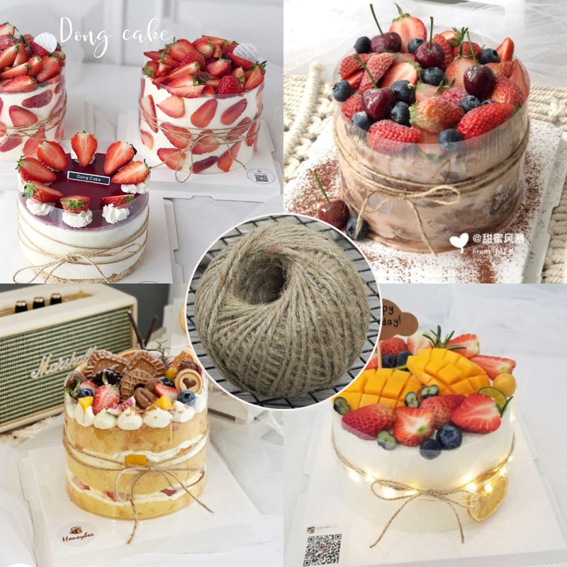 森系水果麻绳蛋糕装饰细麻绳2mm 蛋糕烘焙装饰礼品甜点盒包装绳子
