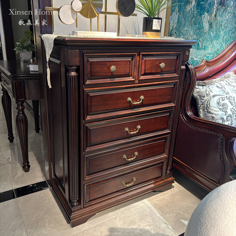 美式复古实木五斗柜收纳储物柜