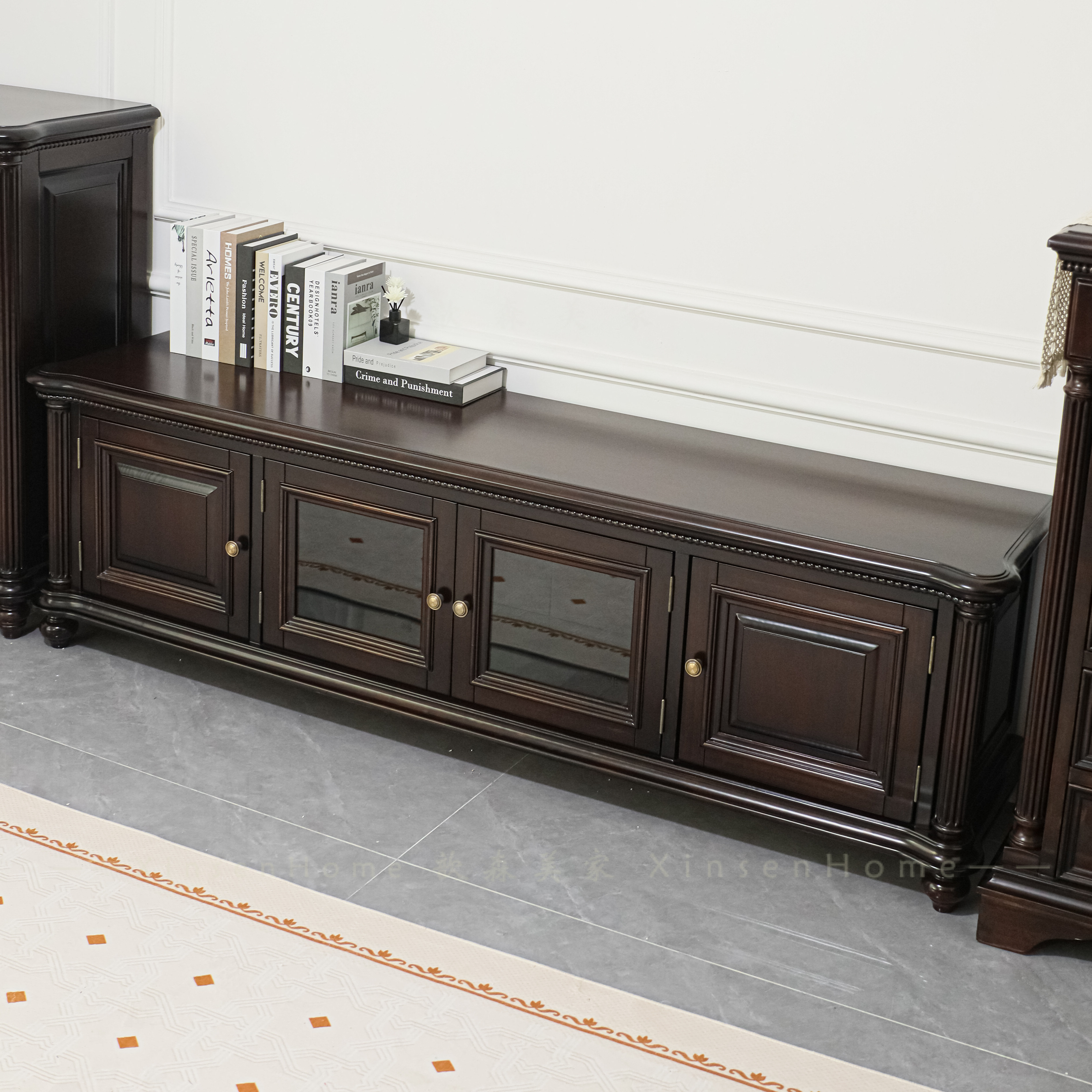 美式实木电视柜茶几组合纯实木复古家具2.2米美式乡村电视机柜,住宅家具,电视柜,淘宝优惠券,粉丝福利购,淘宝优惠卷