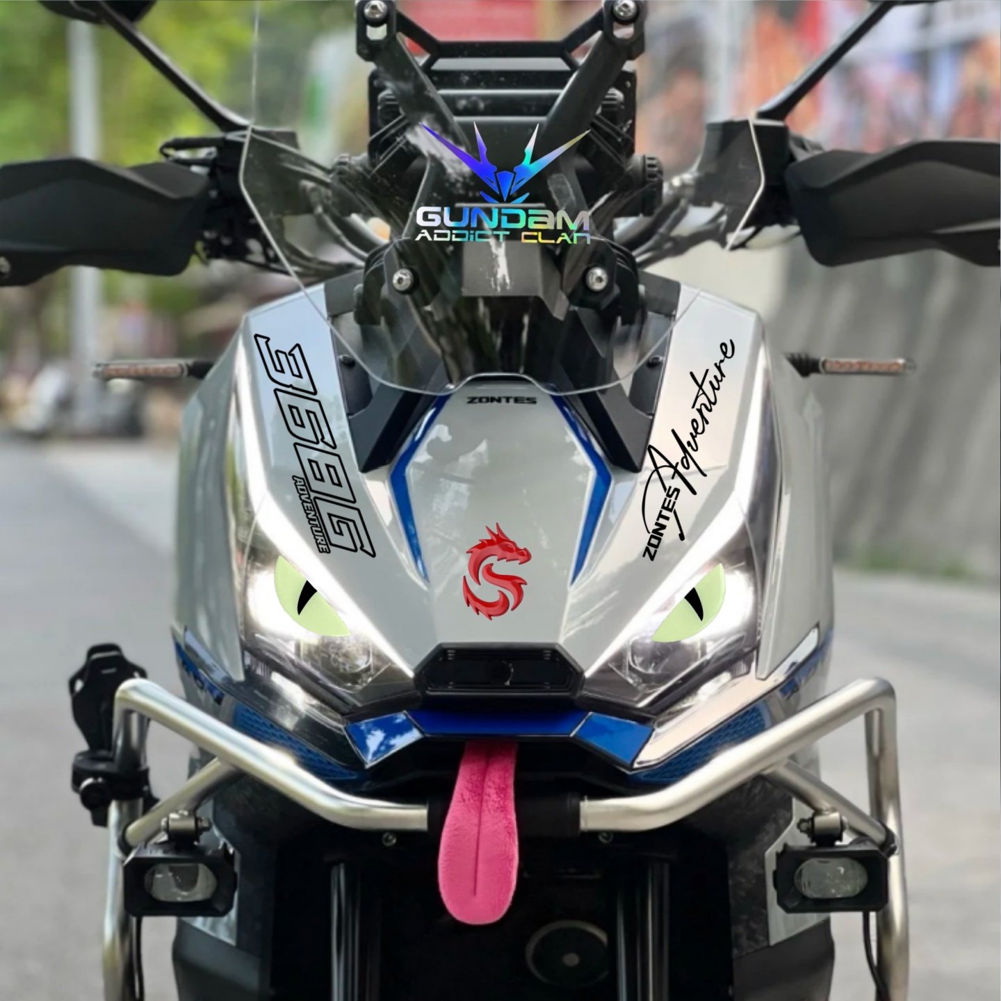 适用升仕368G车头玄影龙改装夜光眼睛装饰贴纸个性恶搞创意大舌头