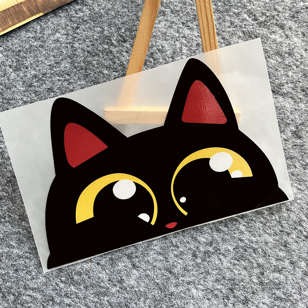 小黑猫卡通可爱汽车车身划痕遮挡个性创意防水电动车摩托贴画贴纸