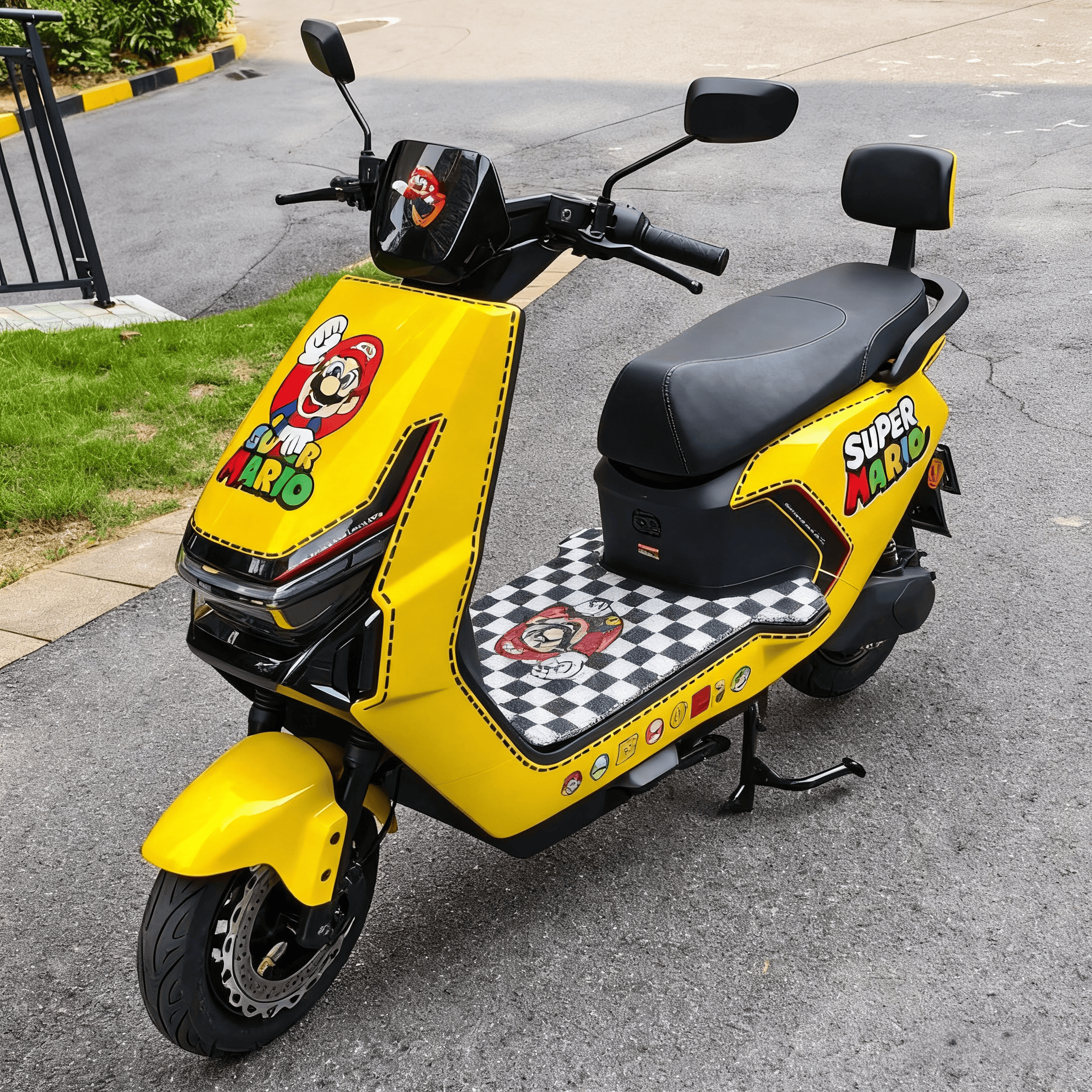 适用雅迪T35马里奥电动遮挡贴纸