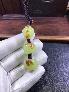 纯天然和田玉东北籽料黄白老玉河磨玉钥匙链21克厂家直销定制定做