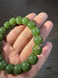 纯天然和田玉析木河磨玉椴树林手串手链小沁皮结构均匀厂家直销