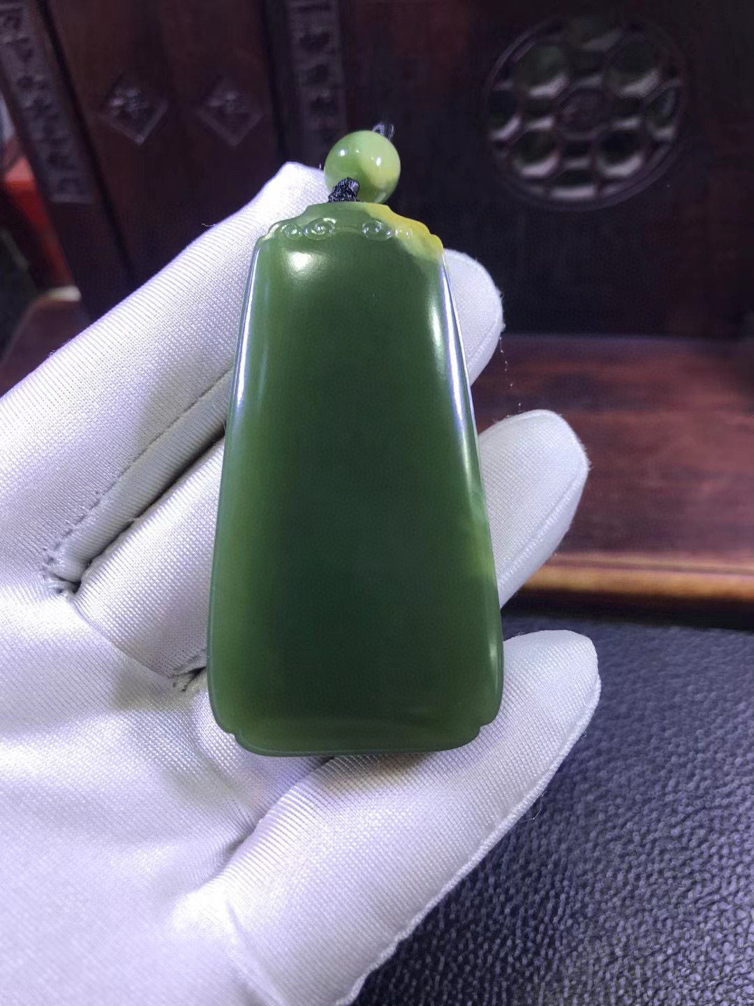 纯天然和田玉东北透闪石玉析木绿河磨玉平安无事牌吊坠挂坠重59克