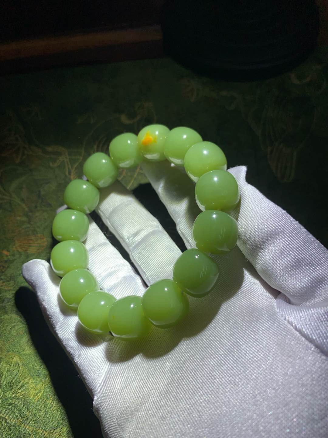 析木河磨玉老型珠手串手链一颗带皮重90克精品原生态精致性价比高