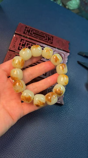 和田玉东北籽料黄白老玉河磨玉手链手串手链厂家直销定制定做正品