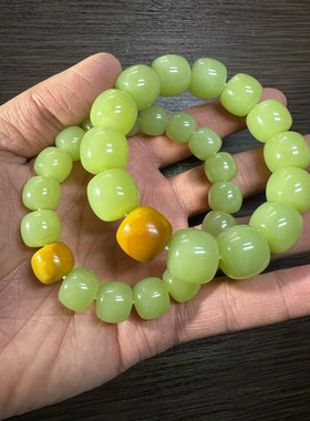 和田玉析木河磨玉黄绿肉椴树林料手镯手串厂家直销定制定做正品