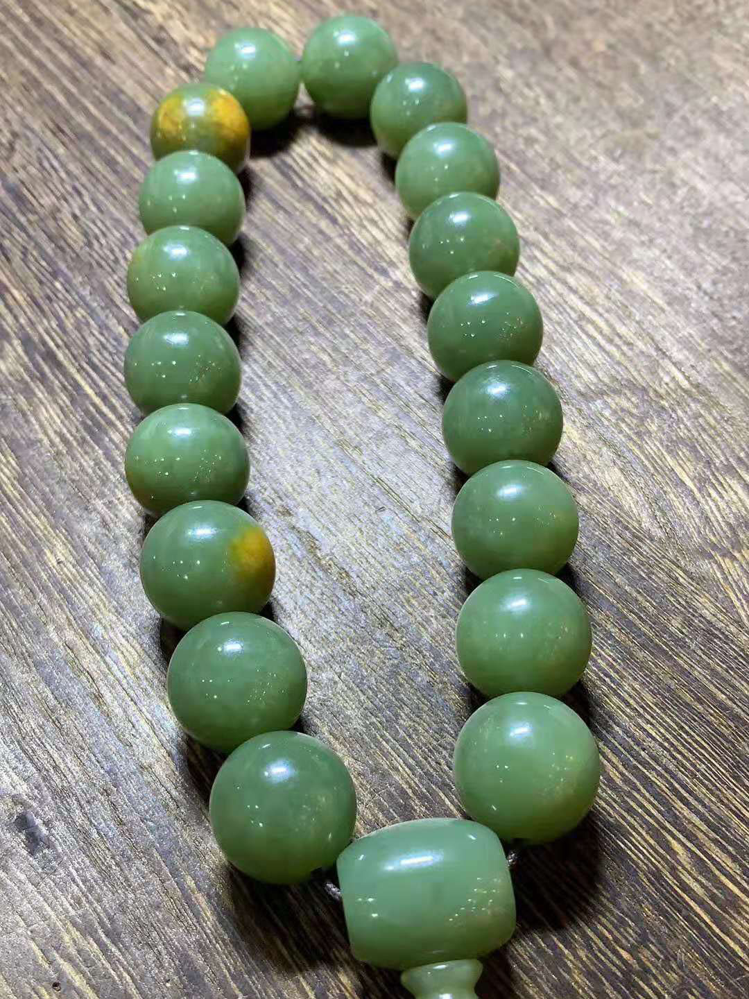 淘宝直播间辽宁鞍山岫岩玉籽料析木绿手持手链手链男女厂直销16