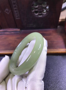 纯天然和田玉晴水手镯54口41克厂家直销定制定做结构均匀女士玉镯