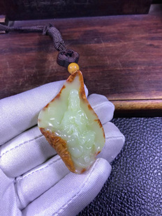 东北籽料黄白老玉河磨玉观音挂坠19克东北籽料纯天然和田玉定制
